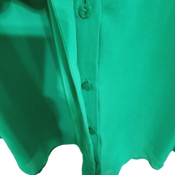 Worthington Kelly green thin lightweight long sleeve button up top 3X - Picture 3 of 4